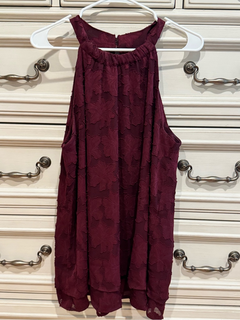 Maurices Wine Textured Halter Tank